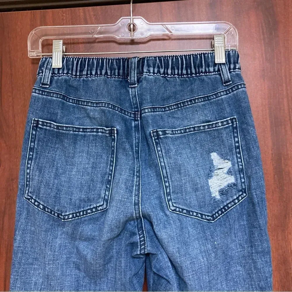 AERIE American Eagle Easy Denim Drawstring Elastic Waist Pull On Jeans XS - Image 7