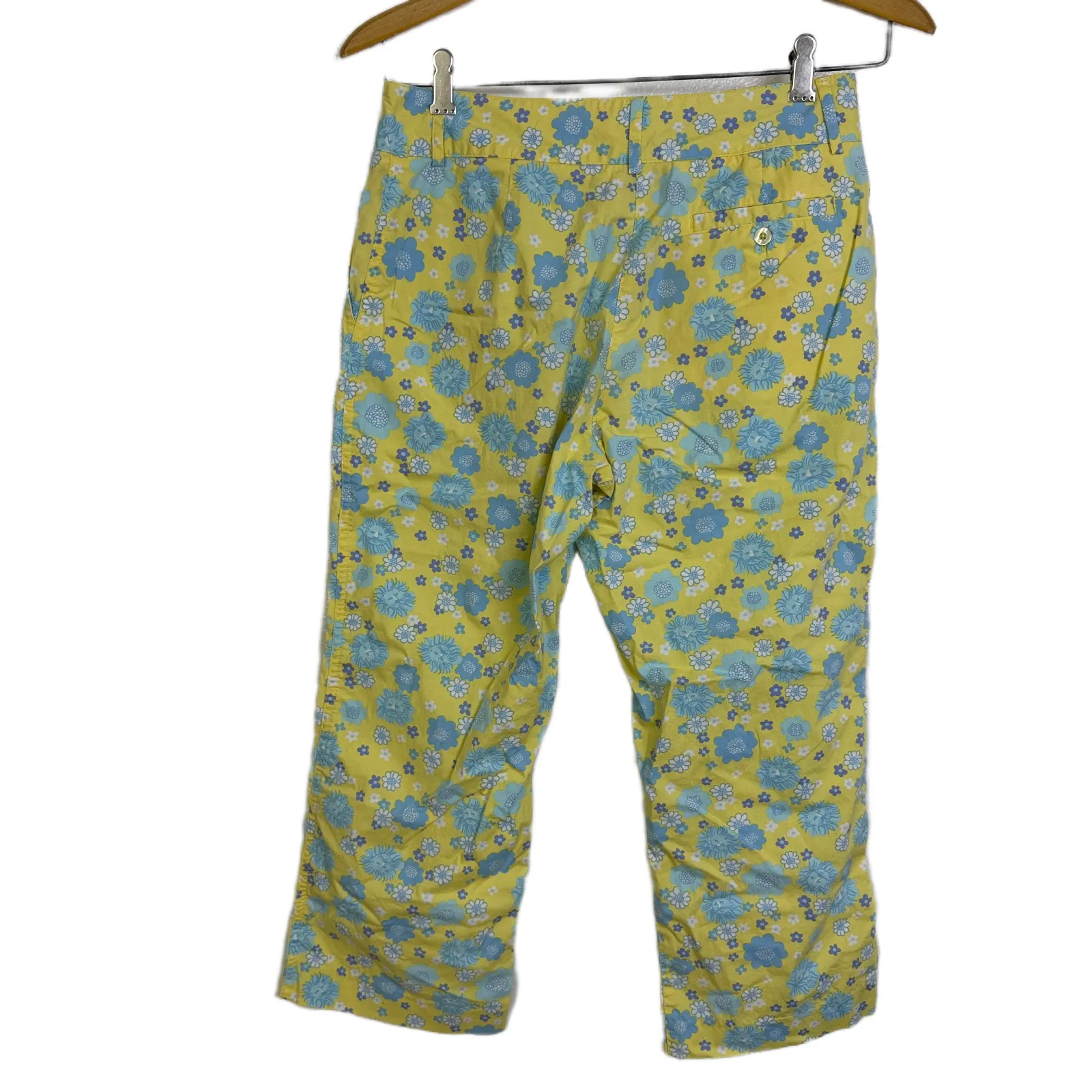 LIlly Pulitzer Pants Womens Size 4 Yellow Cuba Libre Blue Capri Crop 23" - Image 5