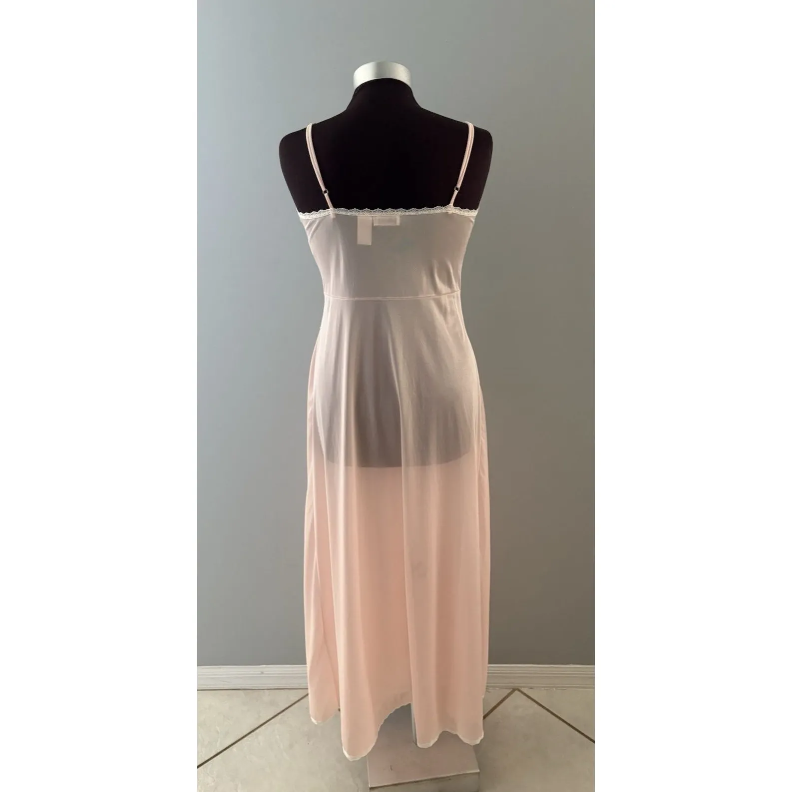 Vintage Adonna Nightgown Size M Pink Sheer Satiny Negligee Lace Fairy Whimsy* Size M - Image 4