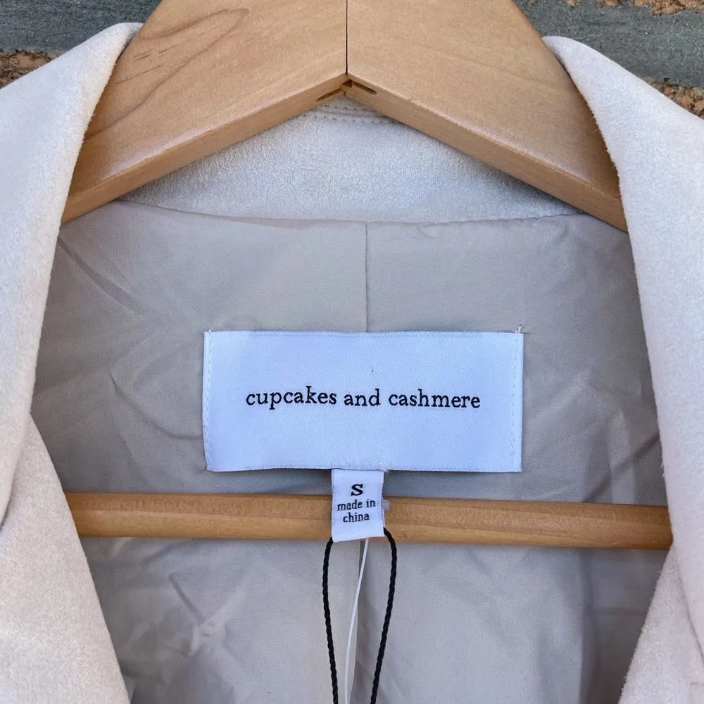 Cupcakes And Cashmere Faux Suede Manele Moto Biker Jacket Size Small Tan - Image 3