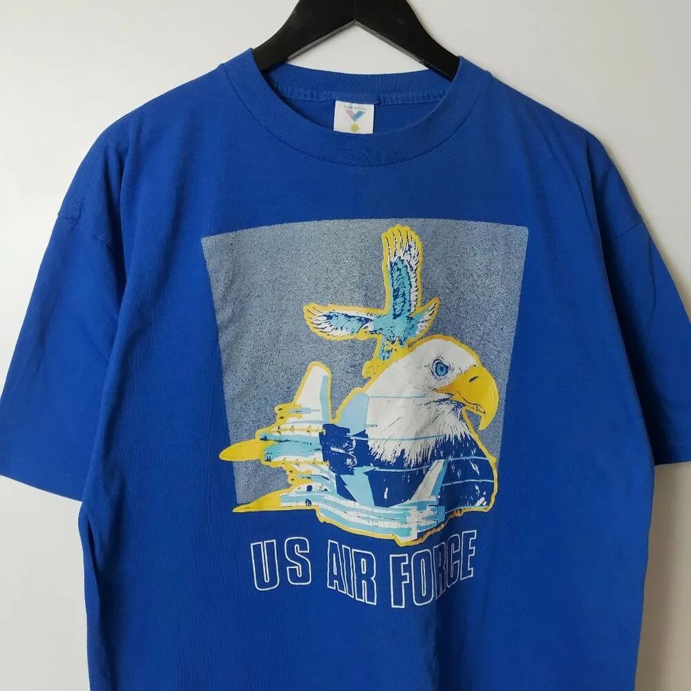US Air Force T Shirt Vintage 90s 80s Large L Blue Graphic Tee - Image 12
