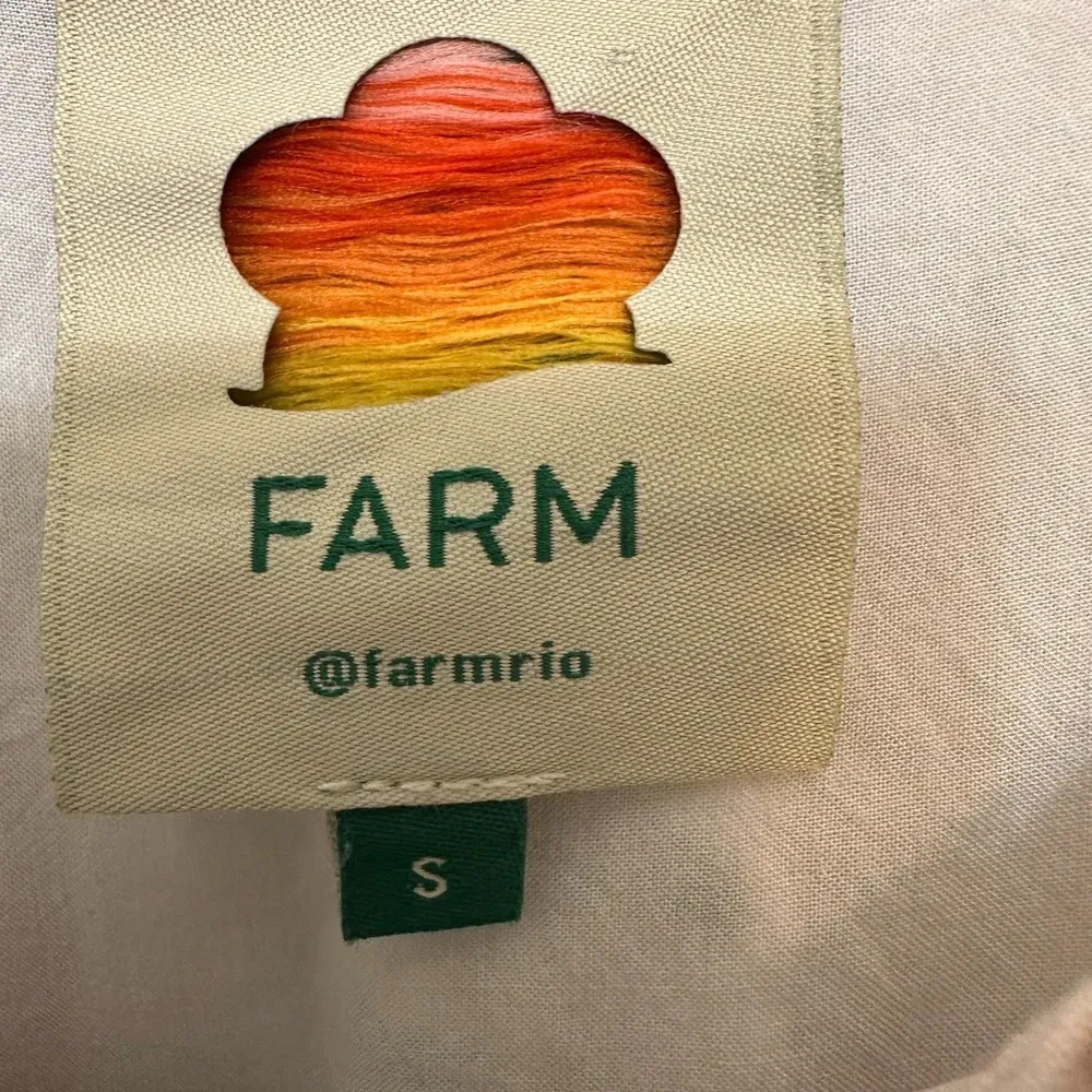 Farm Rio Onca Dot black white dot beaded neckline linen blend top - Image 5