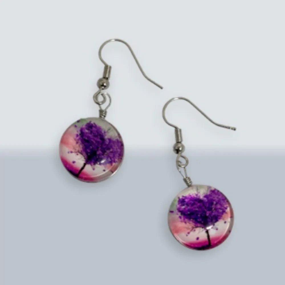 Purple Tree Of Life Dangle Earrings - Image 6