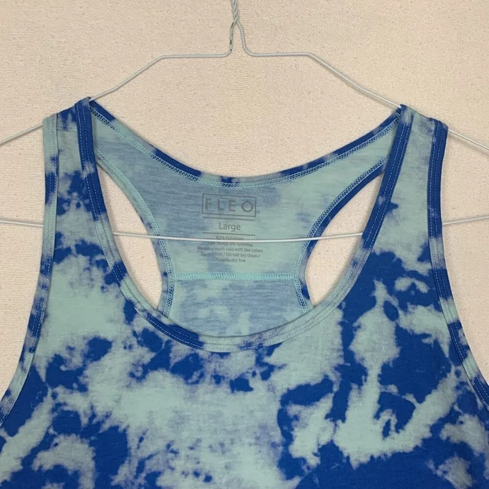 Fleo women's large blue tye dye tank top workout gym lulu burnout - Image 5