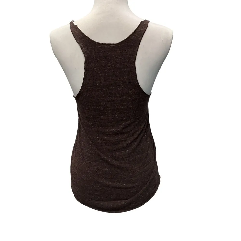 Obey Women's Graphic Muscle‎ Tank Top Size Small Brown Sleeveless Scoop neck - Image 5