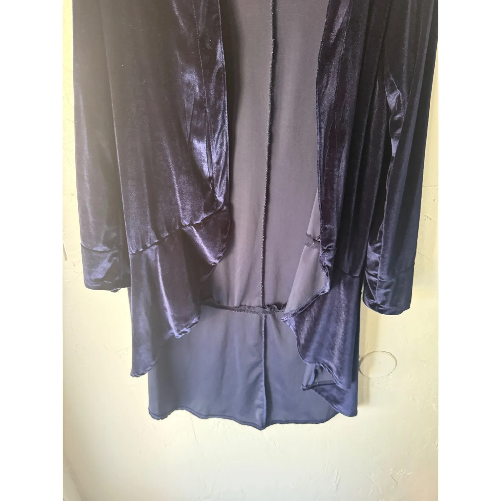 Urban CoCo Women Navy Blue Velvet‎ Waterfall Duster Cardigan S Whimsigoth Grunge - Image 4