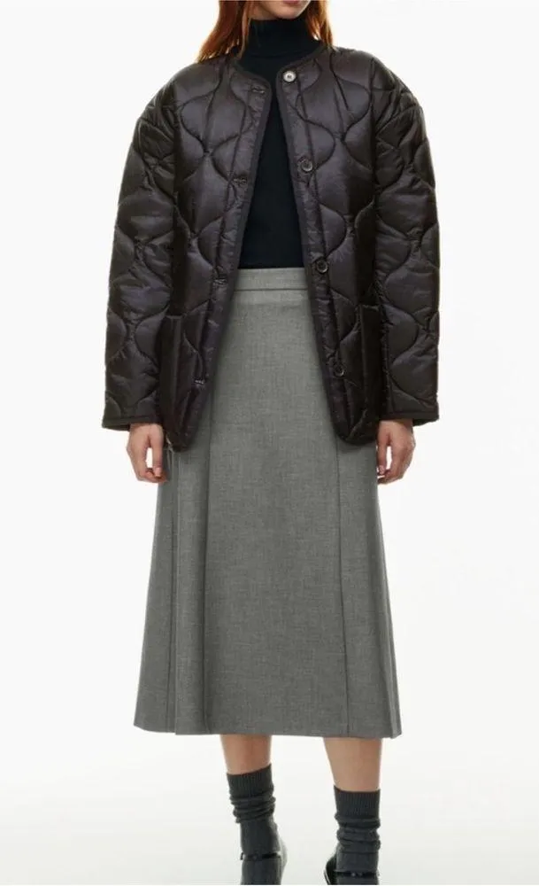 NEW Aritzia Babaton Evergreen Quilted Jacket Womens 2XS Black Oversized Coat - Image 2