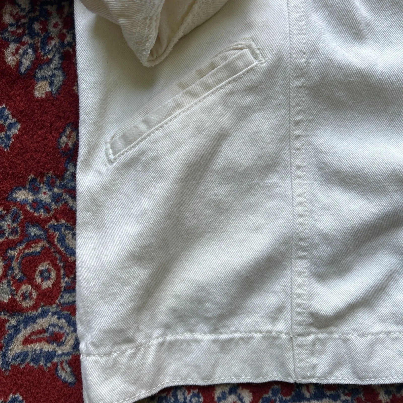 Vintage Lee Riveted Denim Jean Dress Jumper And Jacket Set Cream Union Made M/L - Image 12