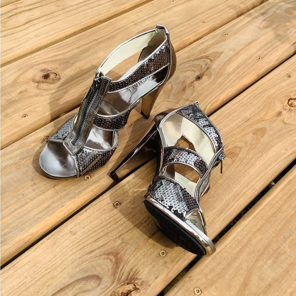 Modern DRESSY sequin sandals on platform💖 Silver Size 7.5 - Image 3