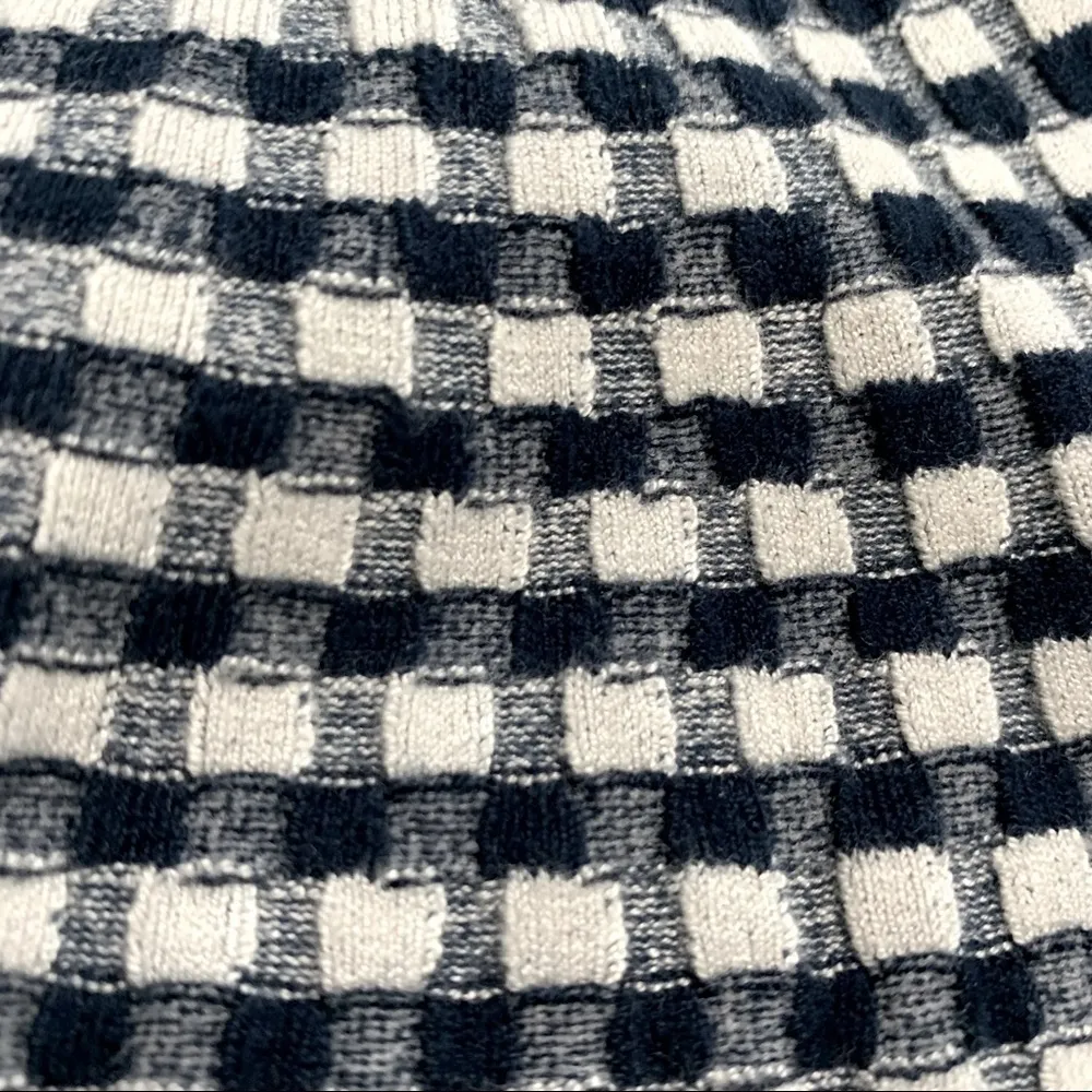 Jonathan Simkhai radial gingham fit and flare white and blue dress - Image 10