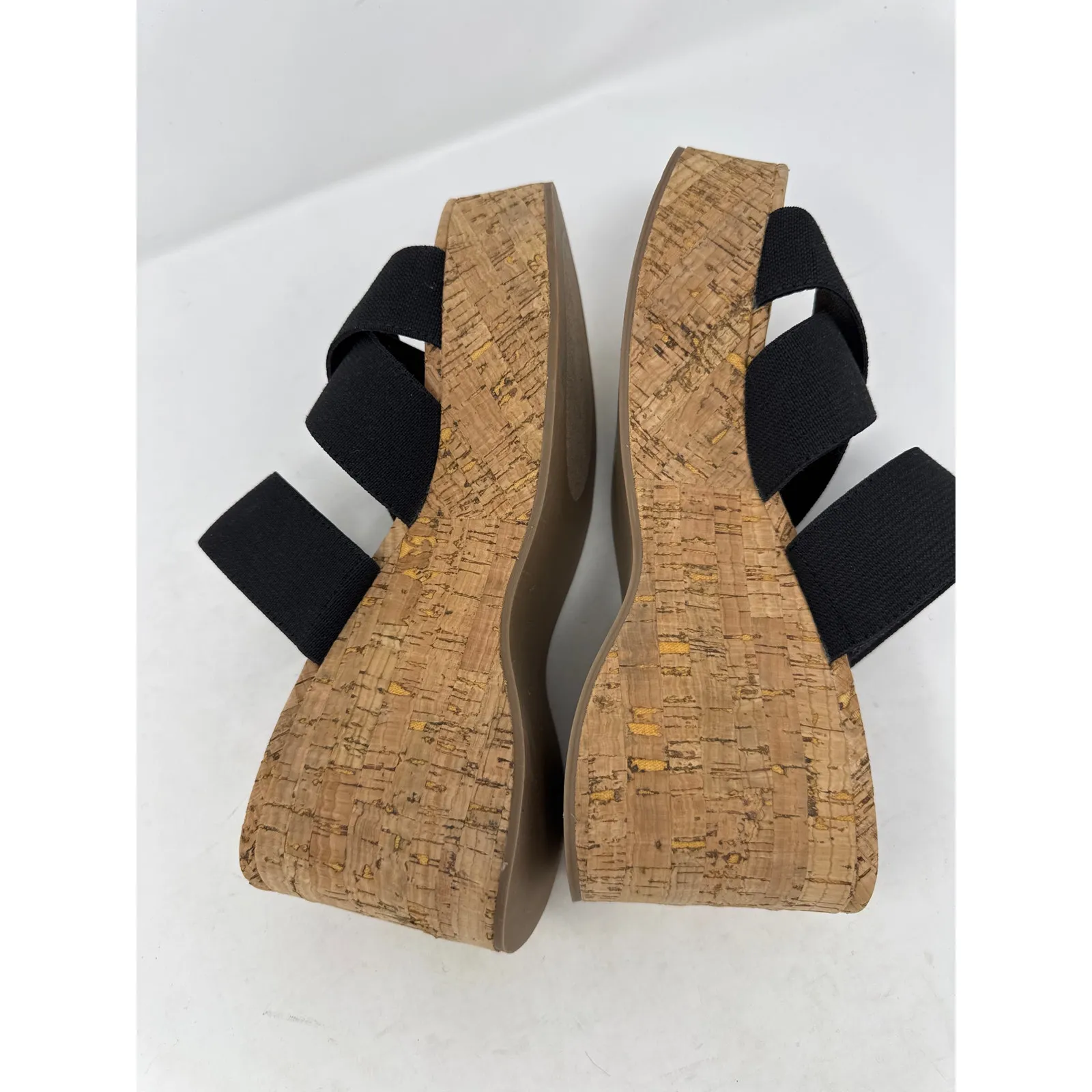 STEVE MADDEN Women's Cork platform Wedge Sandal Slip On Size 10M Black - Image 7