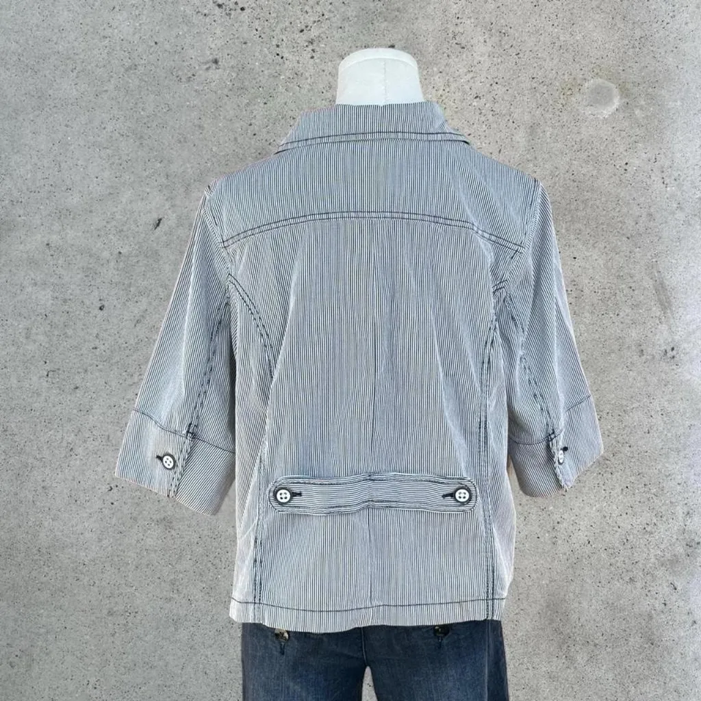 2000s pinstripe babydoll cut jacket - Image 7