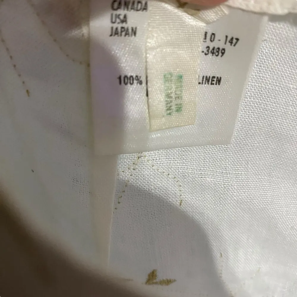 Escada White 100% Linen Gold Floral Embroidery Pants Size 44 Made in Germany - Image 7