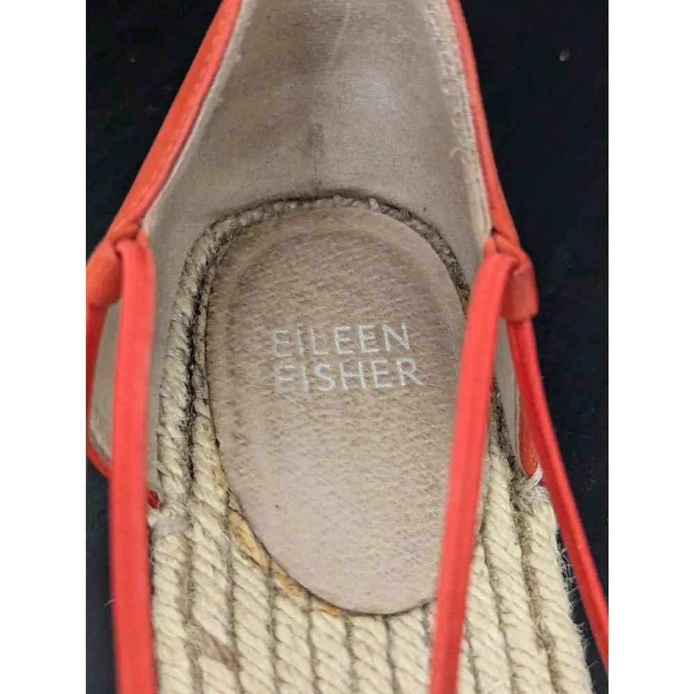 Eileen Fisher Lee Espadrille Sandals Orange Jute Womens 6 Summer Spring Casual - Image 9
