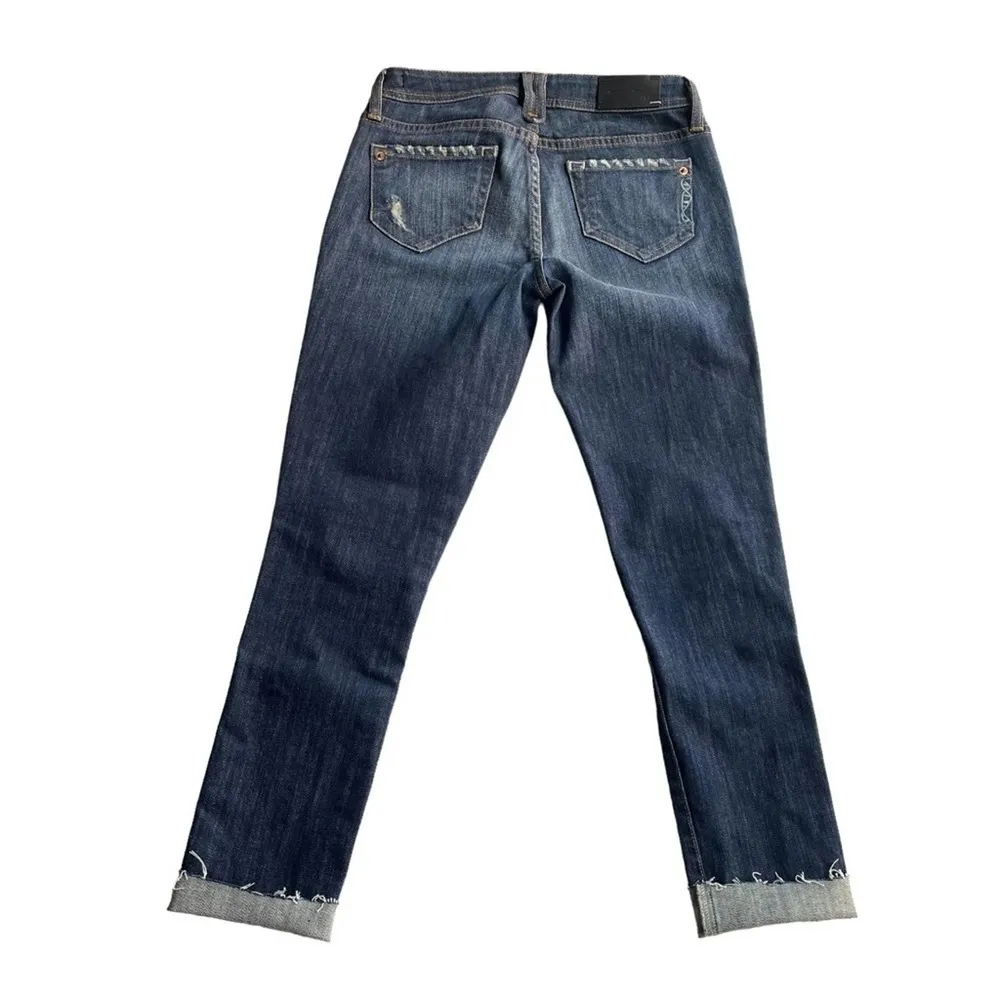 Genetic Denim Distressed Cropped Jeans Dark Blue Moon Size 26 Skinny Low Rise - Image 9