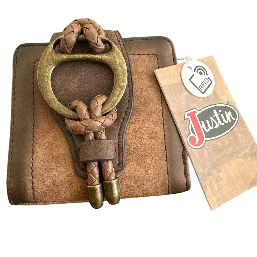 NWT Justin Women's Burnished With Anti Brass Studs Wallet - Brown - Image 4