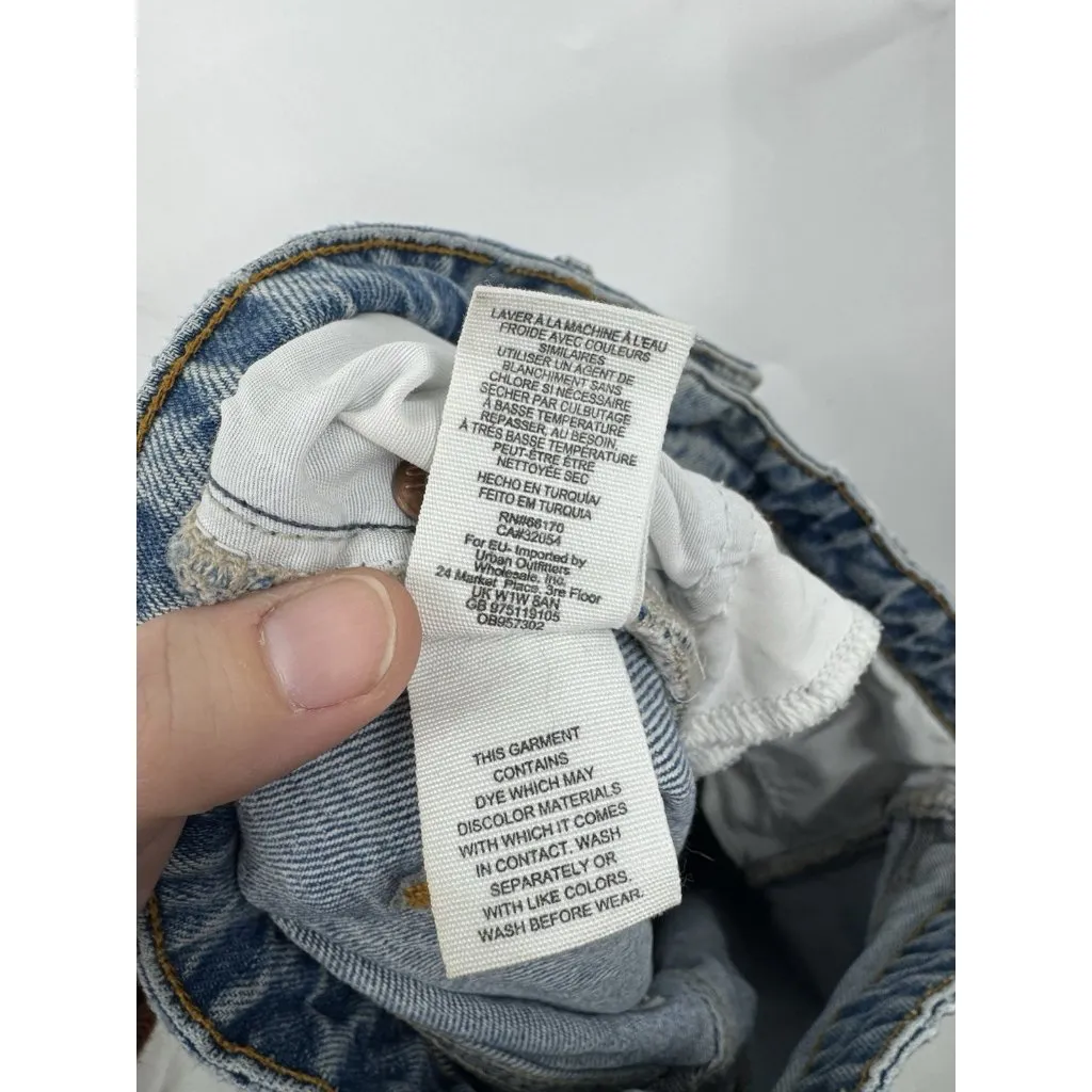 We The Free People Distressed Jean Women 28 Medium Blue Wash Denim Grunge Skater - Image 5