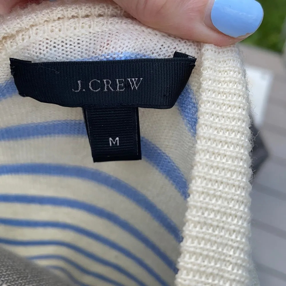 J Crew blue and white striped butterfly detail crewneck sweater - Image 9