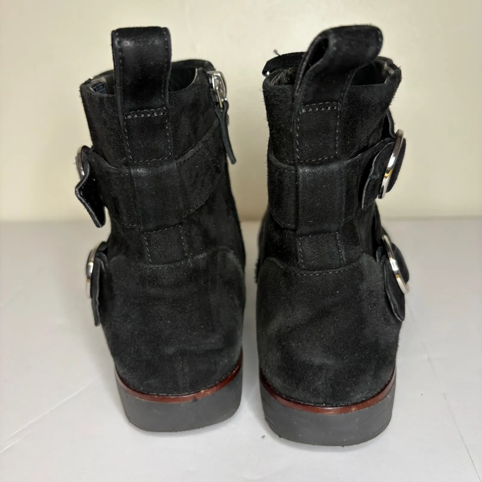 Fitflop Oona Black Suede Buckle Ankle‎ Boots Women US 11 EUR 43 - Image 5