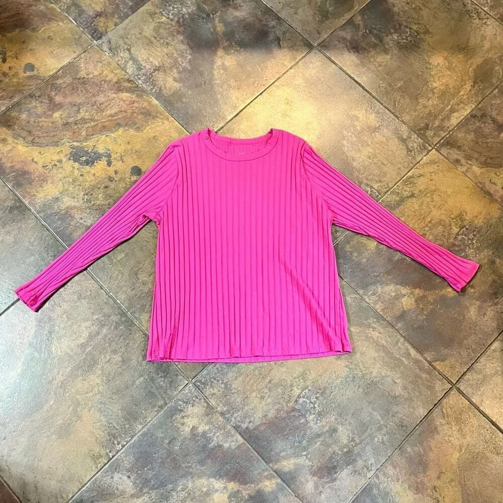 A New Day  Pink Long Sleeve Crew Neck Top 2X - Image 3