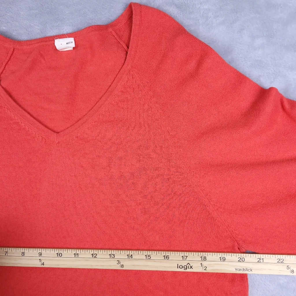 Anthropologie Moth Eastward V-Neck Pullover Cashmere Blend Red Size M Medium - Image 7