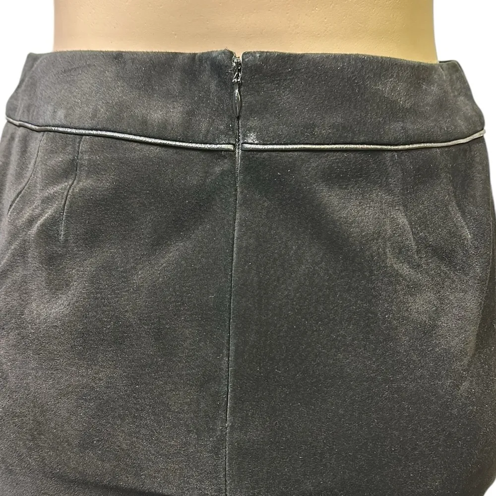 Genuine Suede Leather Black Ann Taylor Loft Slit and Button Back Midi Skirt 6 - Image 6