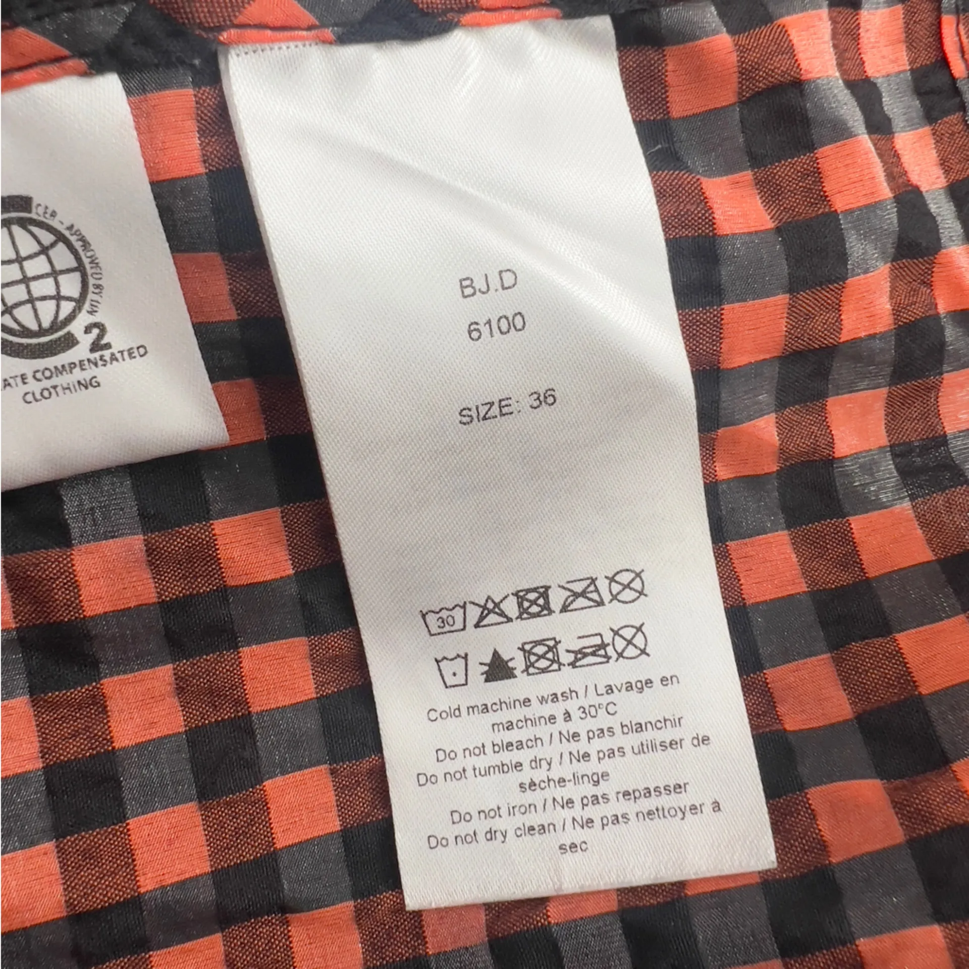 Ganni Iridescent Checked Seersucker Mini Dres Orange black sz 36 - Image 6