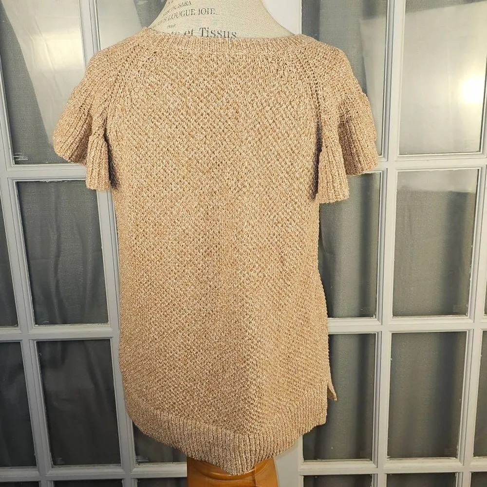Madewell Womens Tan Brown Flutter Sleeve Sweater‎ Tank XL - Image 2