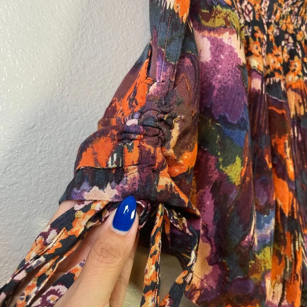 Free People Shorts XS Colorful Abstract Watercolor Flowy Lisbon Vacation Travel - Image 5