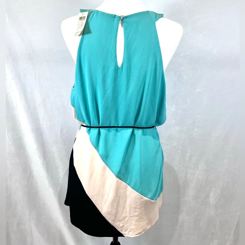 Arden B aqua black and white color block mini dress size large NWT - Image 3