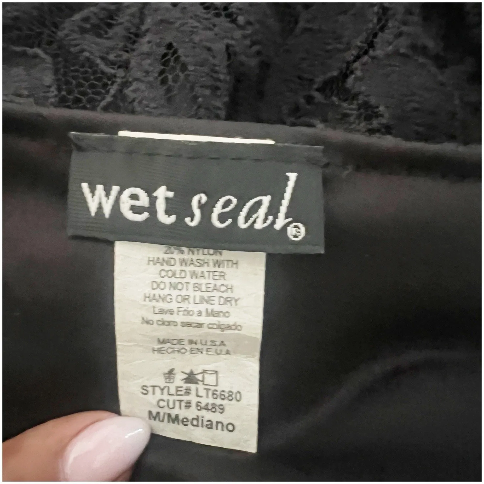 Wet Seal Black Lace Ruffled Satin Tie Y2K Tank Whimsygoth Size Medium Black - Image 10