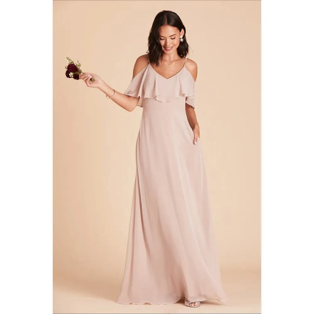 Birdy Grey Jane Convertible Chiffon‎ Maxi Bridesmaid Dress with Slit in Taupe, S - Image 9