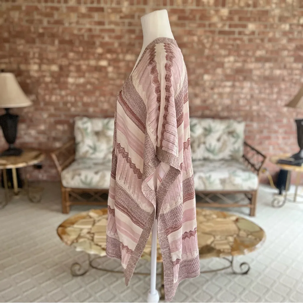 Chico’s Cardigan Ruana Wrap Pink Multi Textured Striped Kimono Sleeve S/M - Image 8