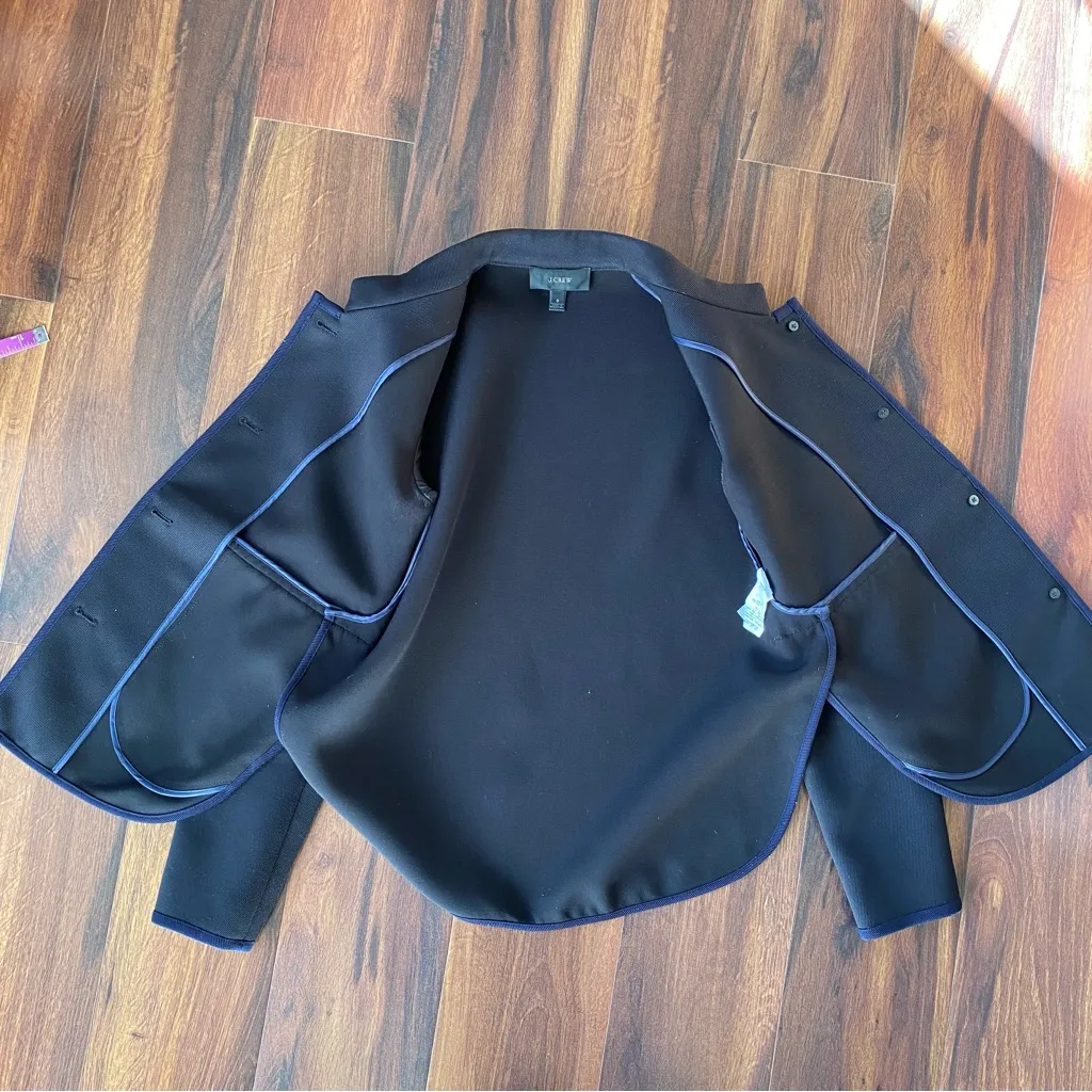 4/$20 J. Crew Twill Ribbed Heavyweight Blazer Jacket Mandarin Collar Round Hem - Image 5