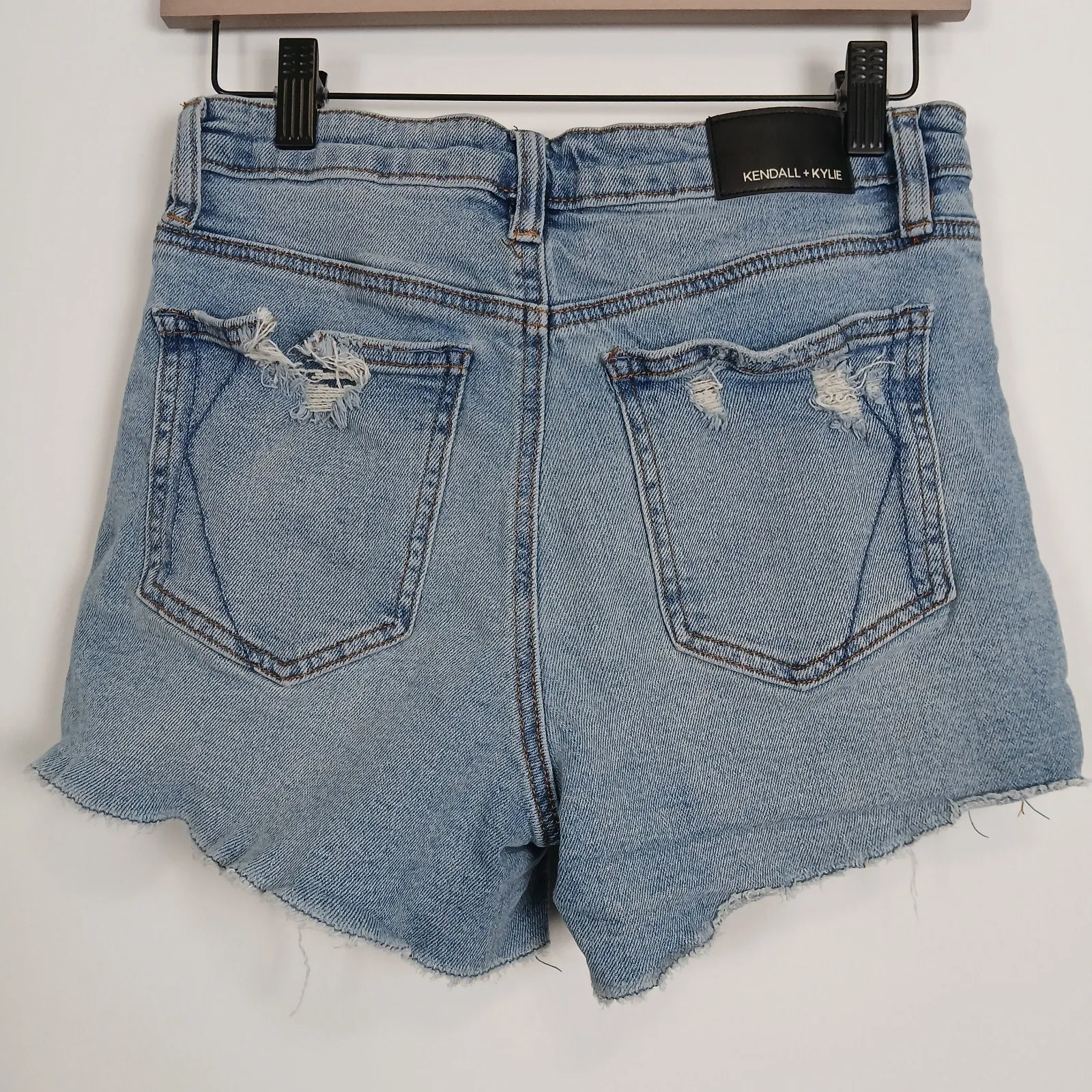Y2K Kendall + Kylie Distressed Denim Shorts Women 5/27 Grunge Festival Rugged - Image 7