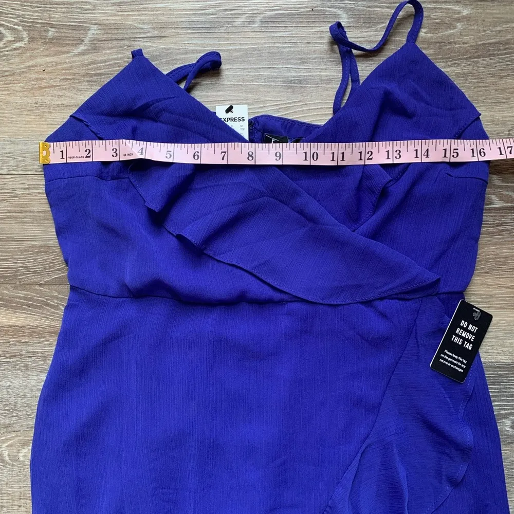 NWT Express Cobalt Blue Spaghetti Strap Ruffle Midi Dress S - Image 3