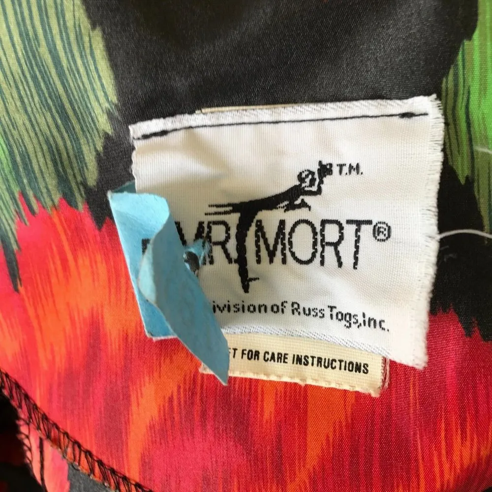 Mr. Mort Dress Black Red Floral Puff Sleeves Wedding Party Art Deco VTG… Size 8 - Image 12