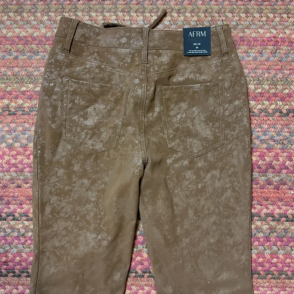 NWT AFRM MILLIE LOW RISE LACE UP FLARE WESTERN ROCK N ROLL PANTS BROWN Size 25 - Image 5