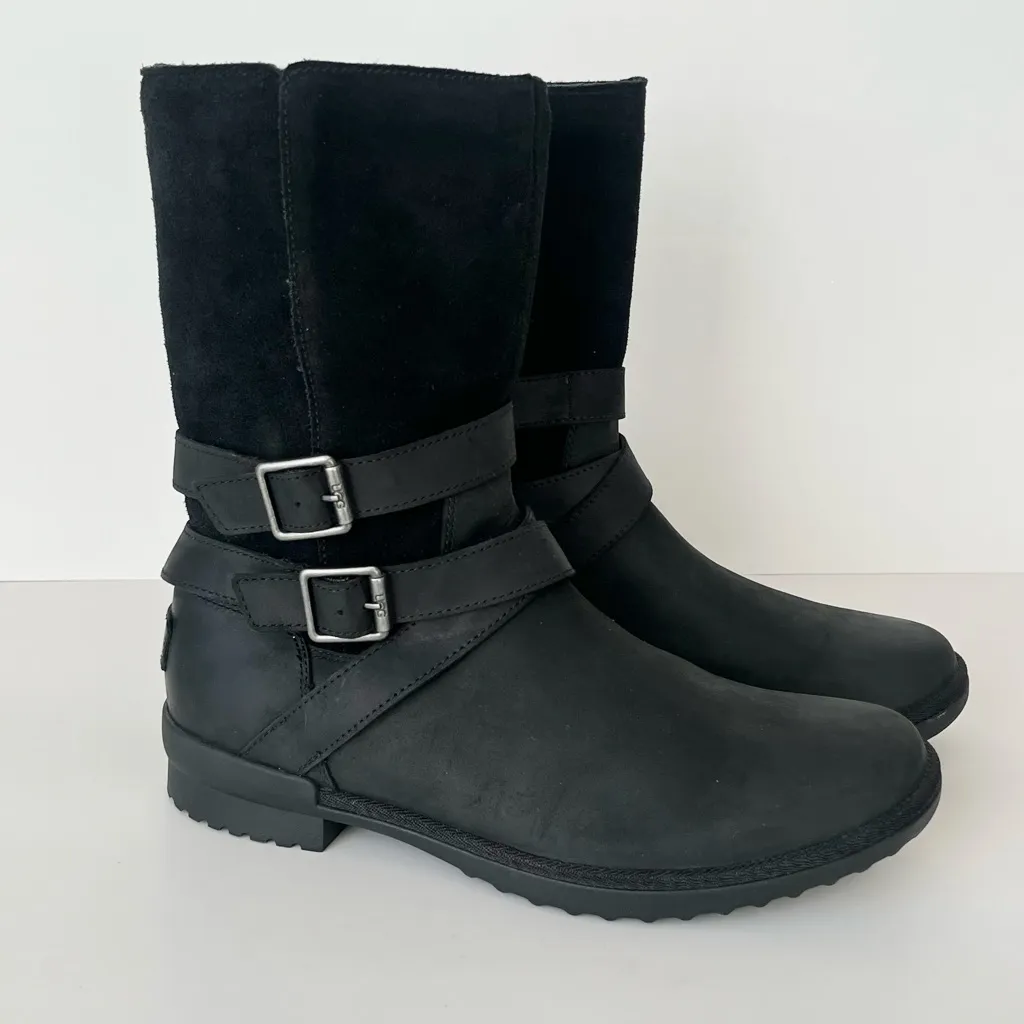 Ugg Australia Lorna Waterproof Leather wool lined black Boots 9.5 - Image 6