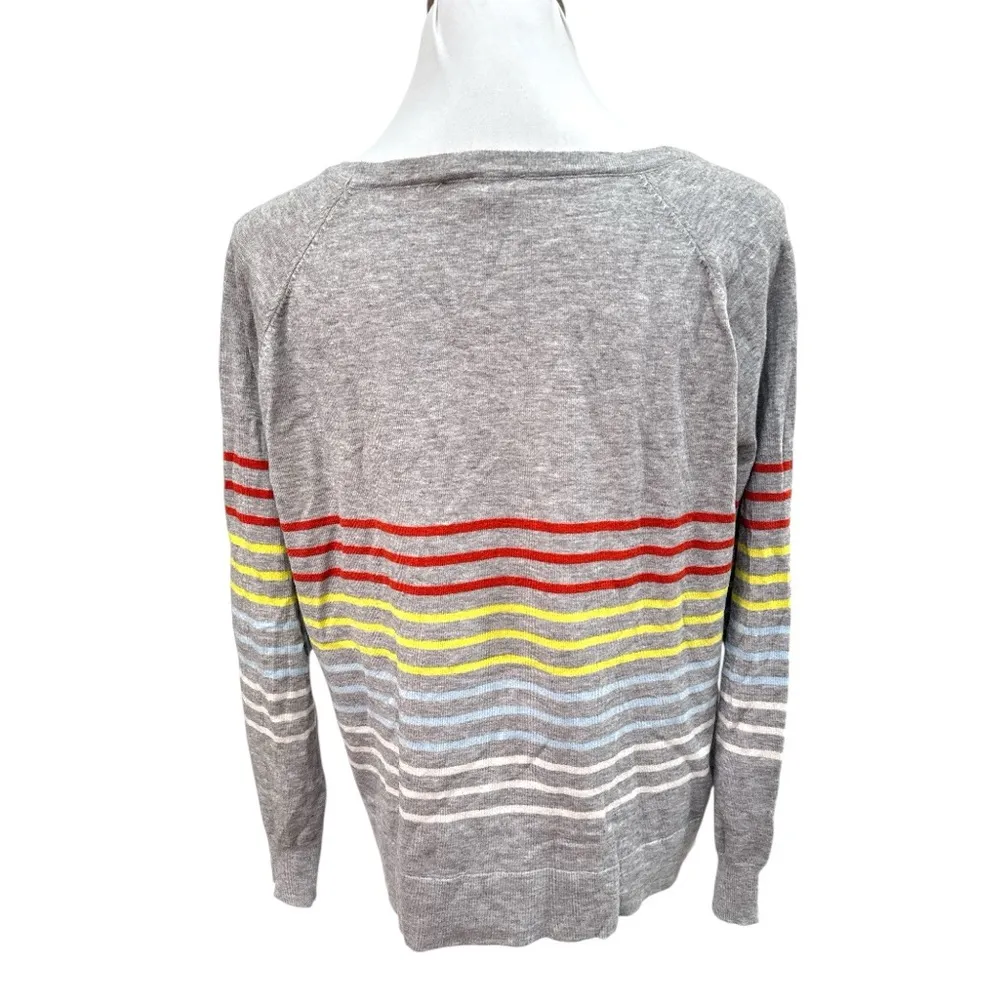 THML Striped Sweater Gray with Multicolor Stripes Size Large - Image 2
