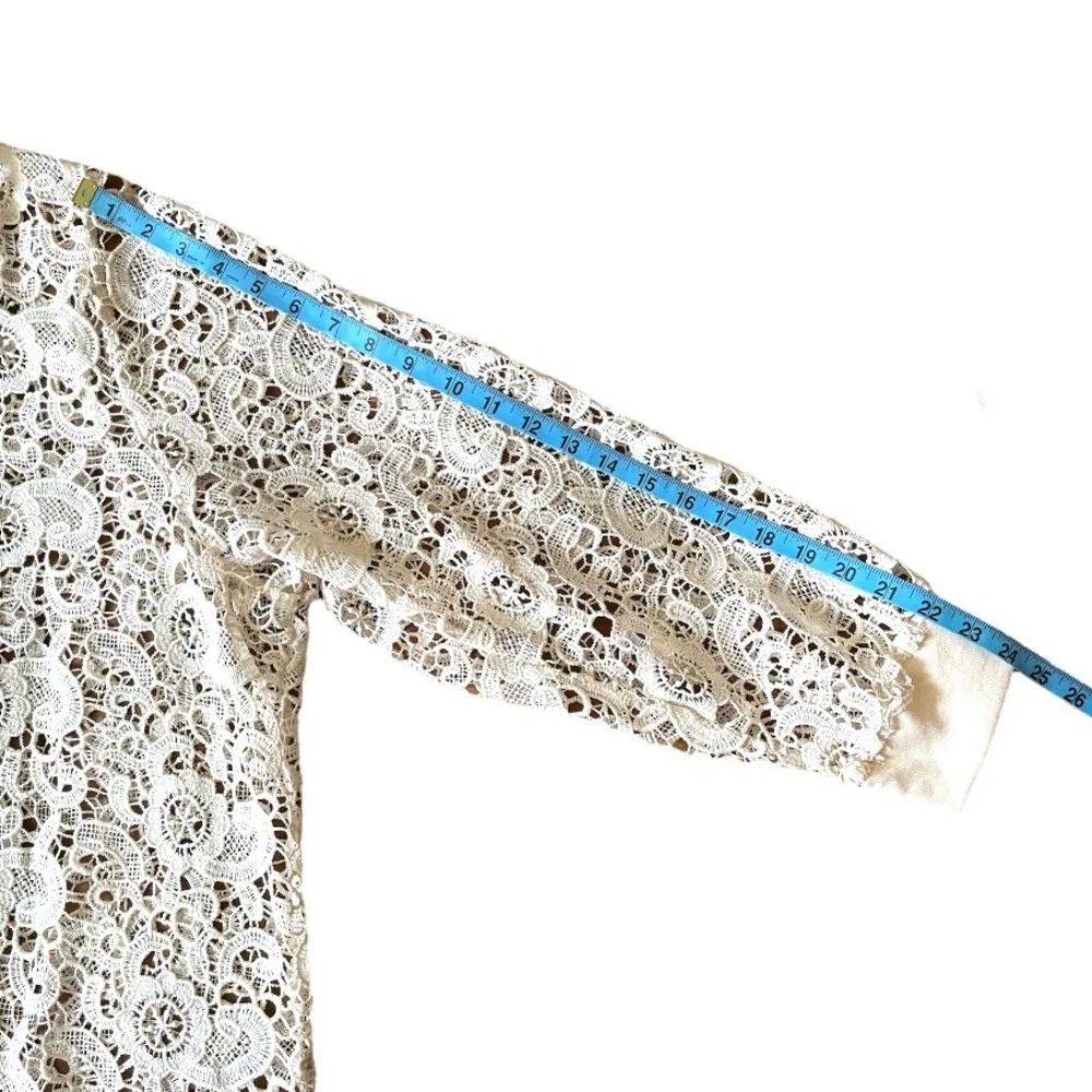 NWT  Floral Embroidered Crochet Sweatshirt Top Blouse Siz 26/28 Ivory - Image 5