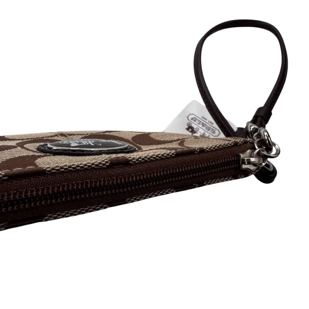 NWT Coach Sutton Signature Wristlet 43996 Tan Jacquard Zippered Pouch Bag - Image 9