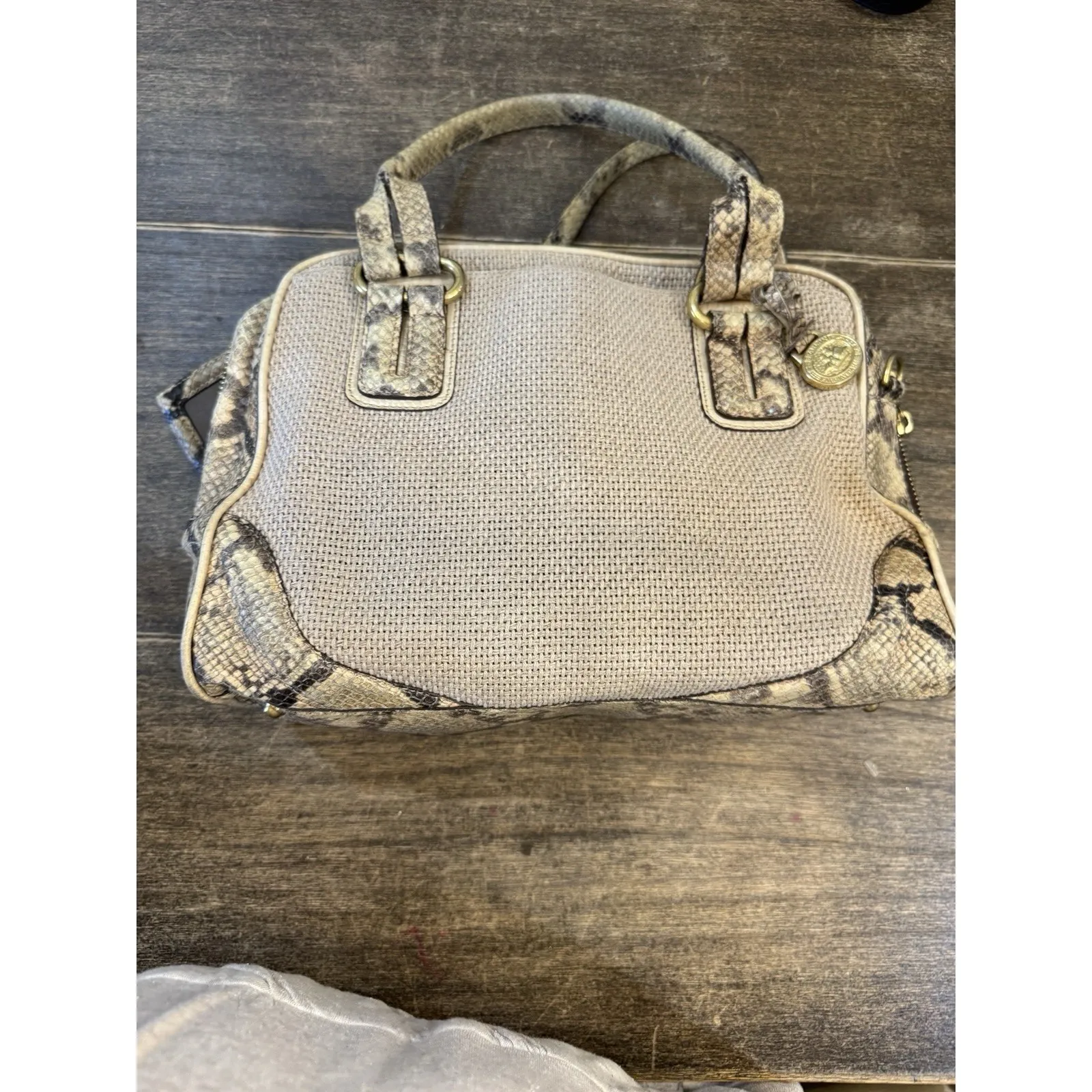 Brahmin Small Caroline satchel bag in a textured canvas Snakeskin Embossed - Image 3