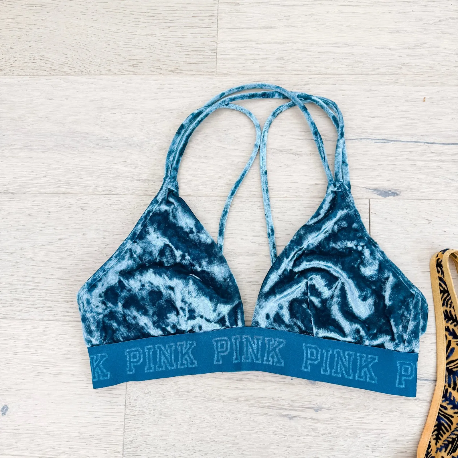 Velvet Bralette‎ Lot 2 Piece Size S Blue Orange Sporty Retro Loungewear Festival - Image 2