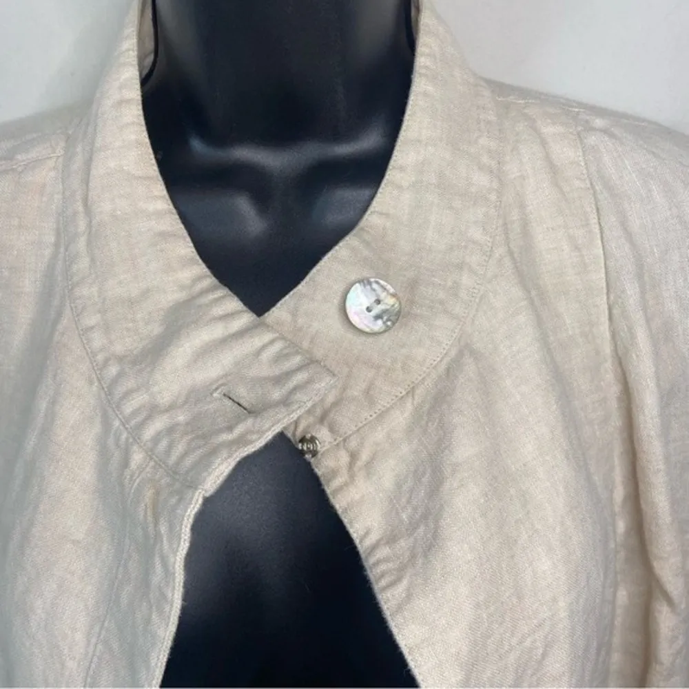 Orvis Tan Linen Jacket Single Seashell Button Size Large - Image 2