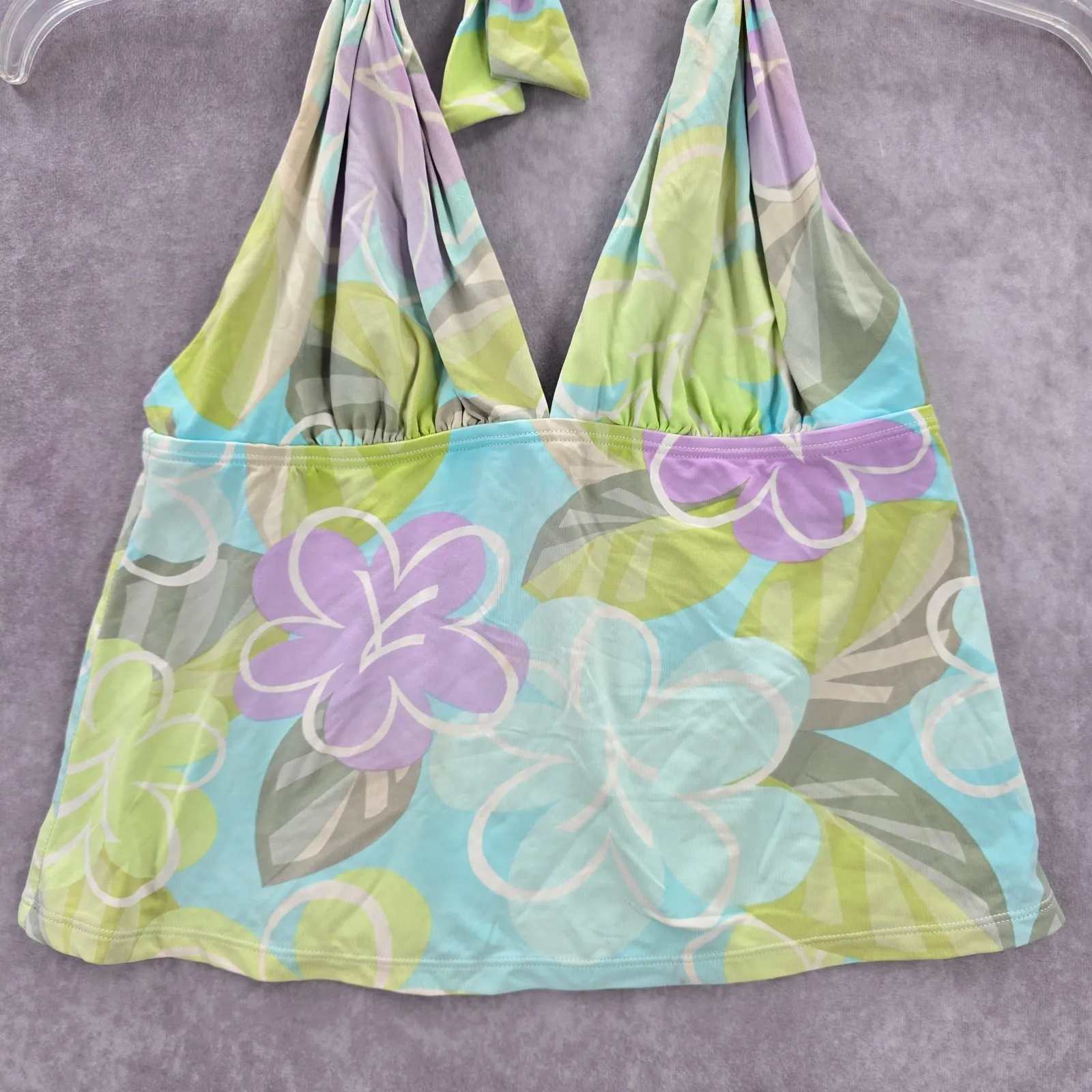 Anne‎ Klein Green Floral Halter Swimwear Tankini Tank Top Medium M 8 - Image 4