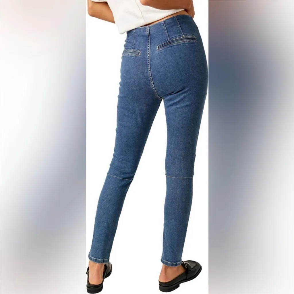 FREE PEOPLE Bella Moto Mid Rise Skinny Jeans Size 27 Ankle Zip Crop Fitted New - Image 10