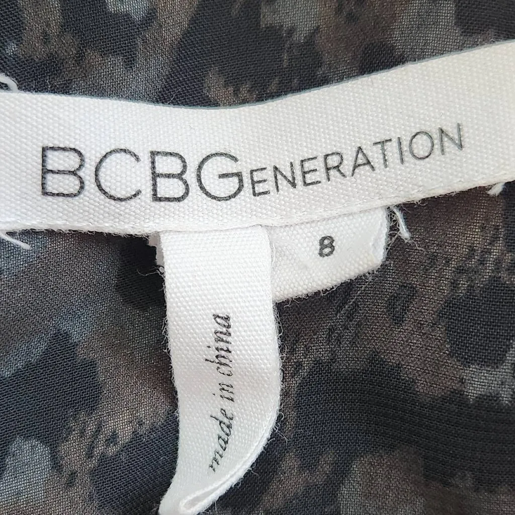 BCBGeneration Animal Print Lace-Up Back Mini Dress Size 8 Black and Tan Dress - Image 7