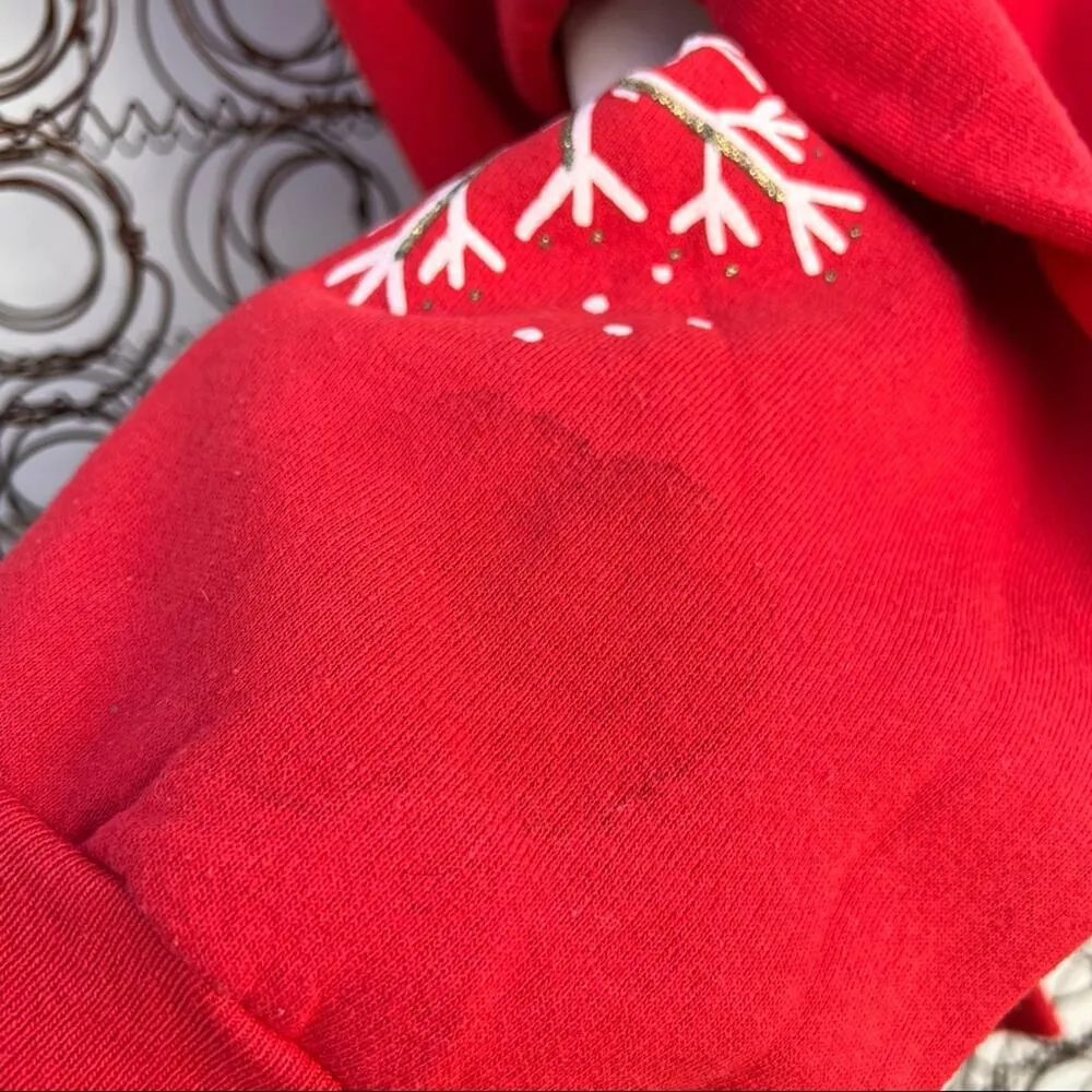 Vintage 90s Ugly Christmas tic tac toe sweatshirt red XL - Image 4