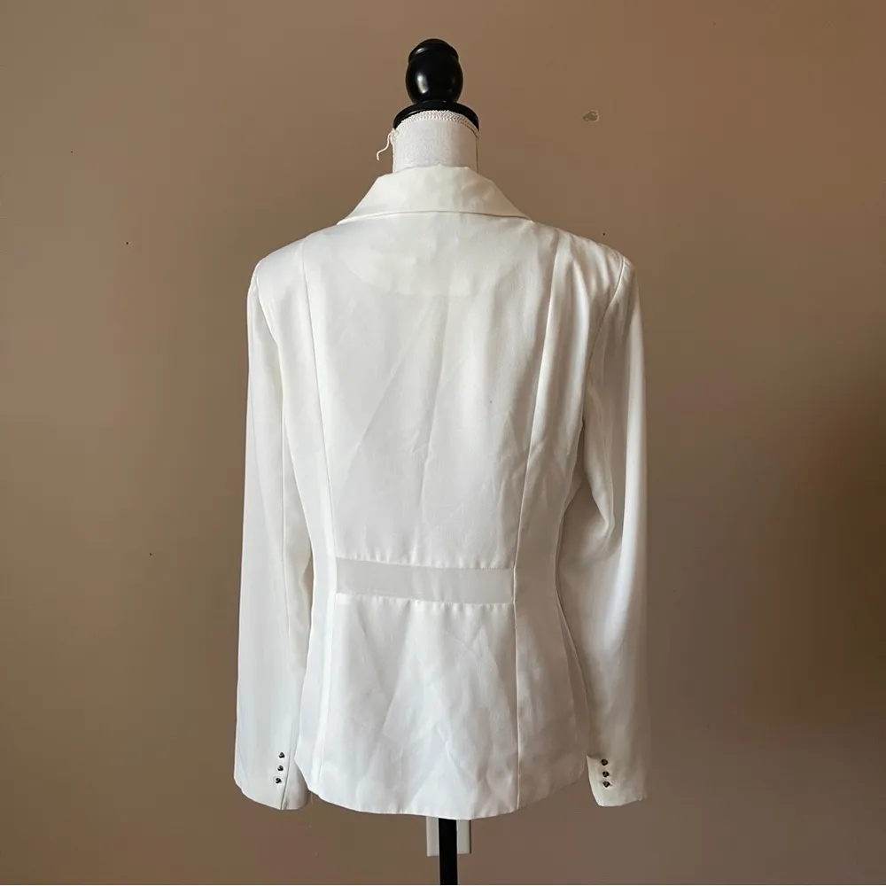 FOREVER 21 | White Sheer Panel Blazer Jacket Sz L - Image 3